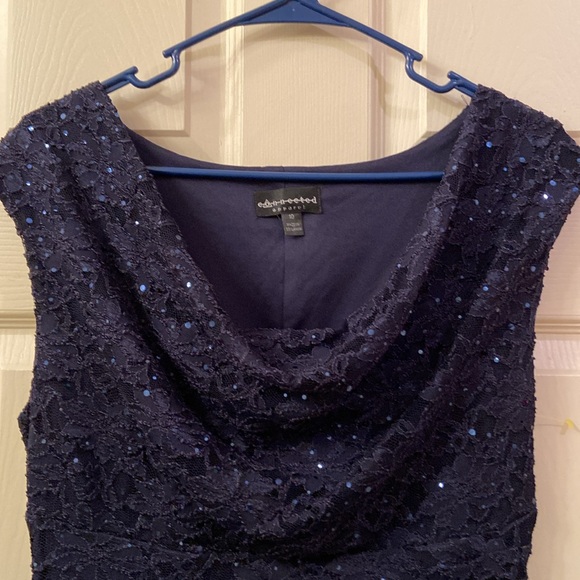 Connected Apparel Lace Sequin Dress Black Sleeveless Scoop Neckline WM SZ 10 - Picture 3 of 10
